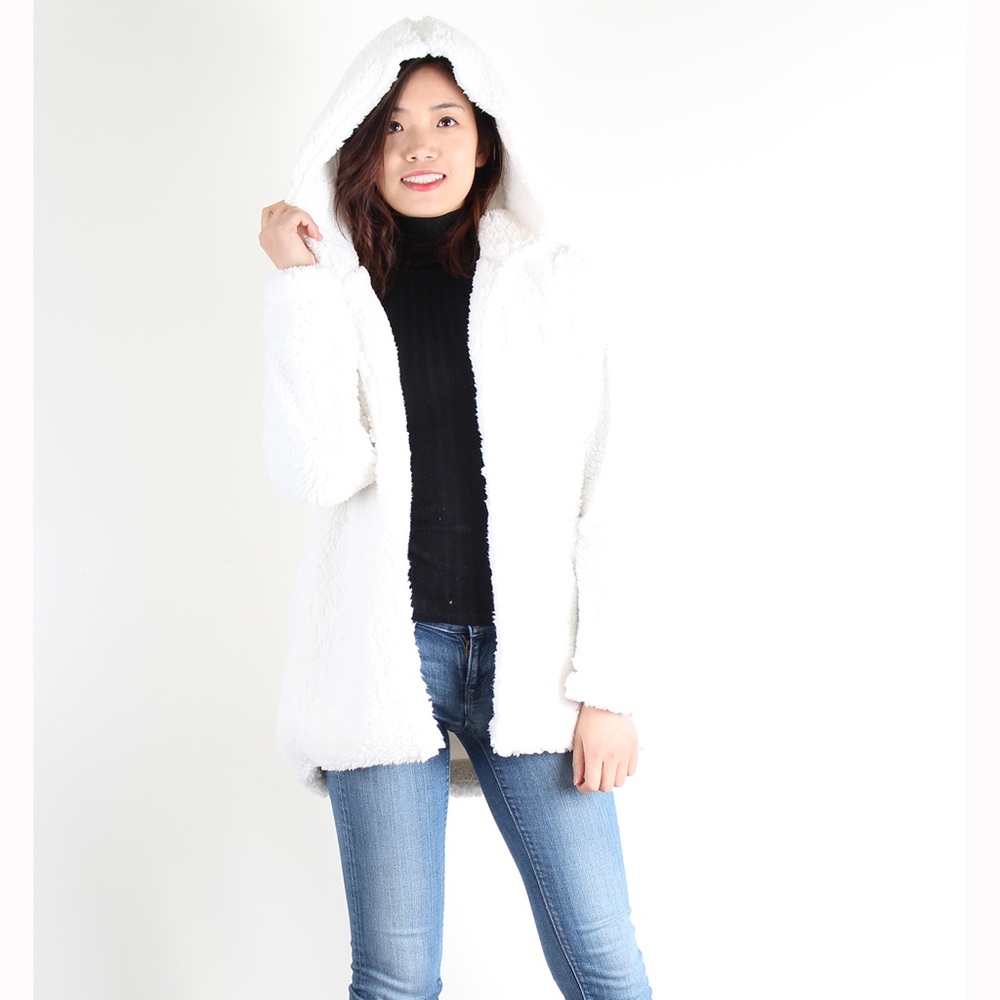NWT, Ivory Sherpa Hoodie Jacket